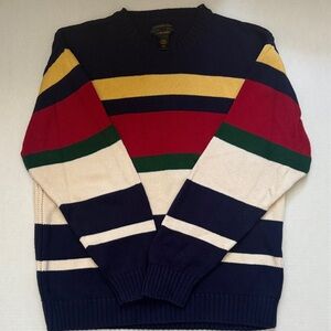 Alexander Julian Men's Crewneck Sweater Navy, Red, Yellow, Green, Stripes XXL
